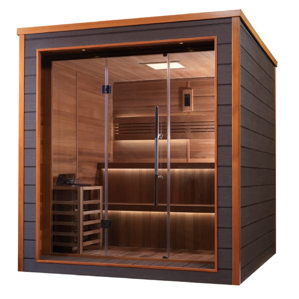 Golden Designs Bergen 6 Person Outdoor-Indoor Traditional Sauna - Canadian Red Cedar Interior - GDI-8206-01