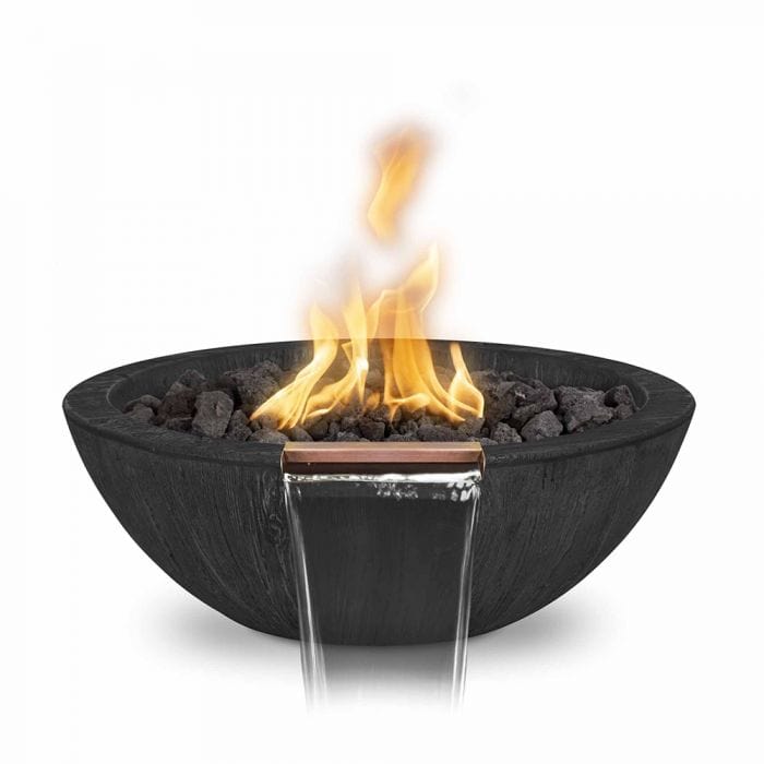 The Outdoor Plus OPT-RWGFW Sedona Wood Grain Concrete Fire and Water Bowl, 27-Inch