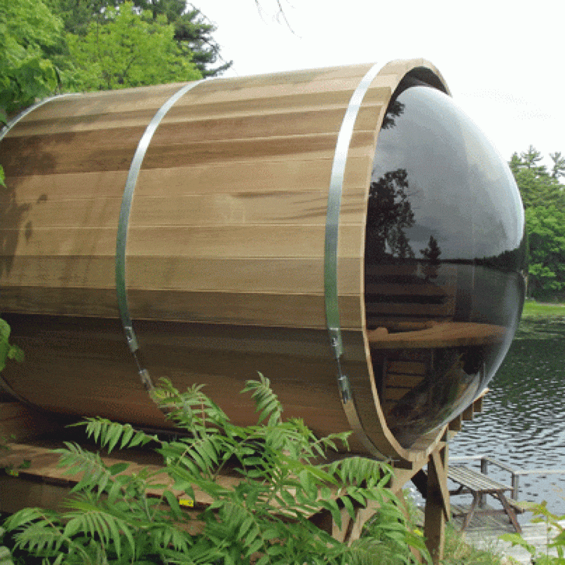 Dundalk Leisurecraft - 7x6 (up to 4 people) Panoramic View Cedar Barrel Saunas - Changeroom, No Porch