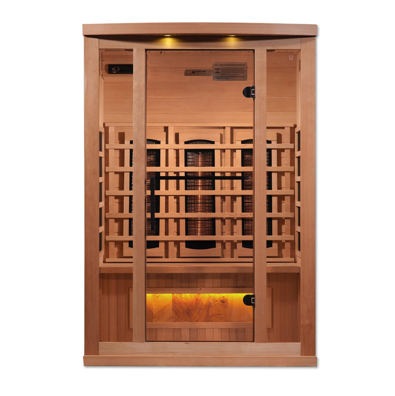 Golden Designs 2-Person Full Spectrum PureTech™ Near Zero EMF Infrared Sauna with Himalayan Salt Bar