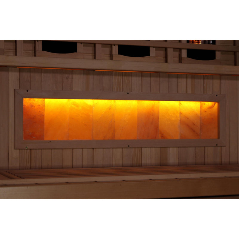 Golden Designs 3-Person Corner Full Spectrum PureTech™ Near Zero EMF Infrared Sauna with Himalayan Salt Bar - GDI-8035-02