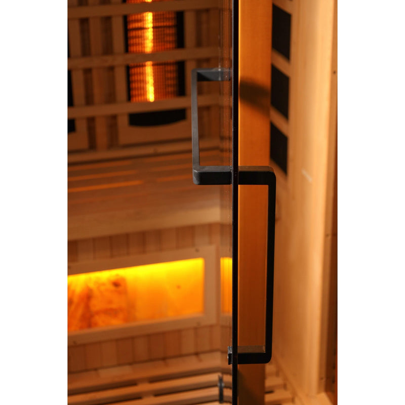 Golden Designs 3-Person Corner Full Spectrum PureTech™ Near Zero EMF Infrared Sauna with Himalayan Salt Bar - GDI-8035-02