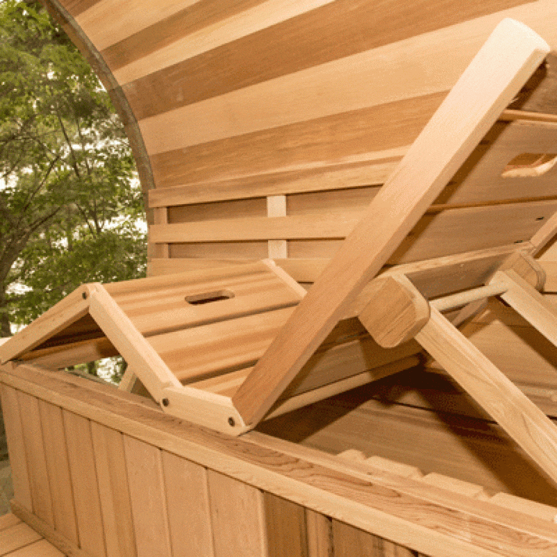 Dundalk Leisurecraft - 7x6 (up to 4 people) Panoramic View Cedar Barrel Saunas - Changeroom, No Porch