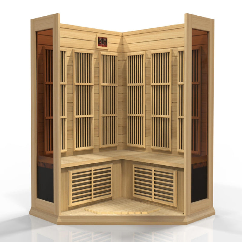 Maxxus 3-Person Corner Low EMF (Under 8MG) FAR Infrared Sauna (Canadian Hemlock) - MX-K356-01