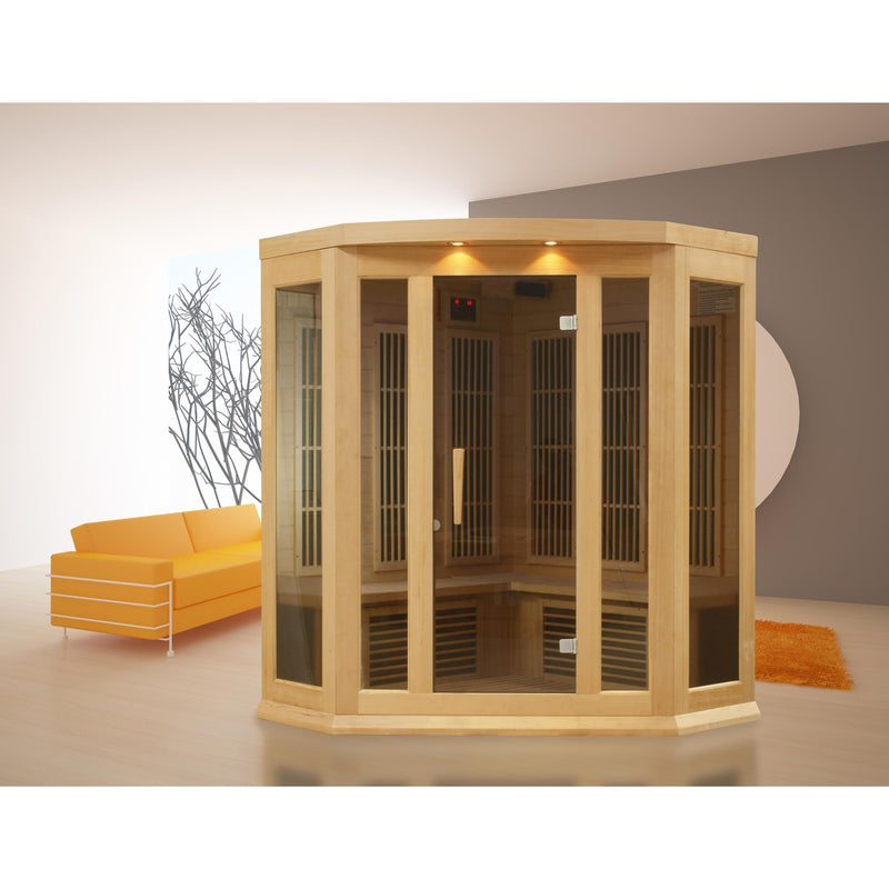 Maxxus 3-Person Corner Low EMF (Under 8MG) FAR Infrared Sauna (Canadian Hemlock) - MX-K356-01