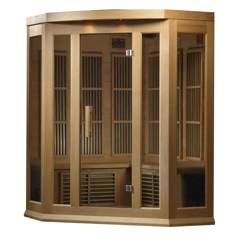 Maxxus 3-Person Corner Low EMF (Under 8MG) FAR Infrared Sauna (Canadian Hemlock) - MX-K356-01