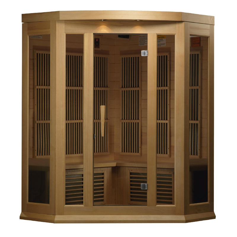 Maxxus 3-Person Corner Low EMF (Under 8MG) FAR Infrared Sauna (Canadian Hemlock) - MX-K356-01