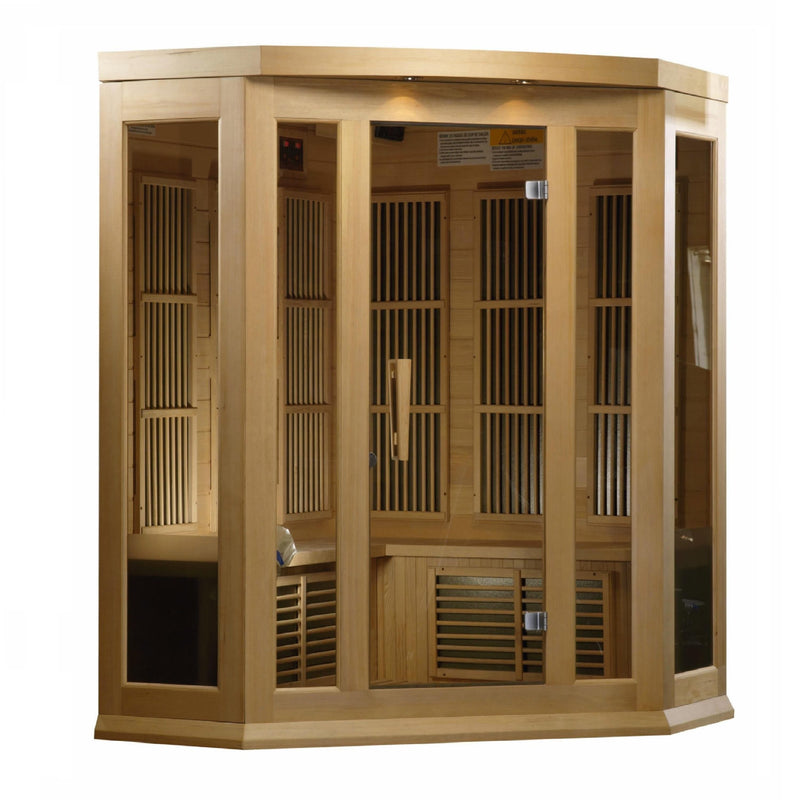 Maxxus 3-Person Corner Low EMF (Under 8MG) FAR Infrared Sauna (Canadian Hemlock) - MX-K356-01