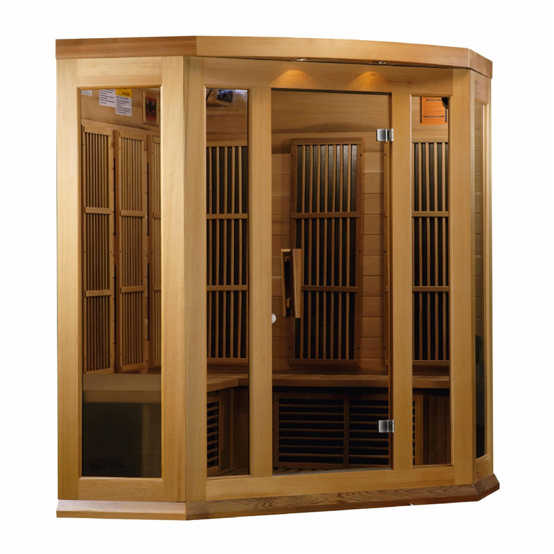 Maxxus 3-Person Corner Low EMF (Under 8MG) FAR Infrared Sauna (Canadian Red Cedar) - MX-K356-01 CED