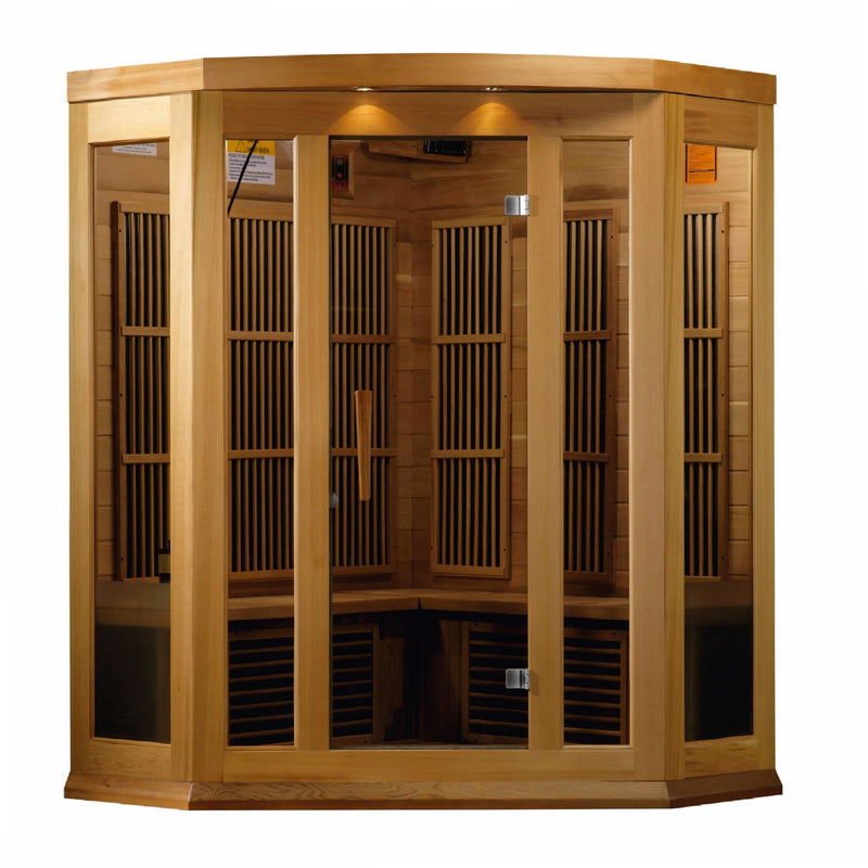 Maxxus 3-Person Corner Low EMF (Under 8MG) FAR Infrared Sauna (Canadian Red Cedar) - MX-K356-01 CED