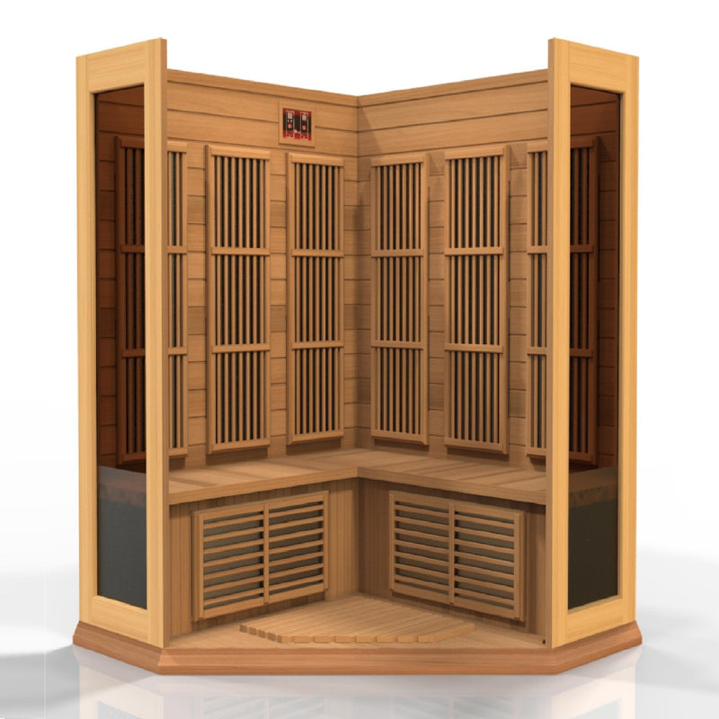 Maxxus 3-Person Corner Low EMF (Under 8MG) FAR Infrared Sauna (Canadian Red Cedar) - MX-K356-01 CED