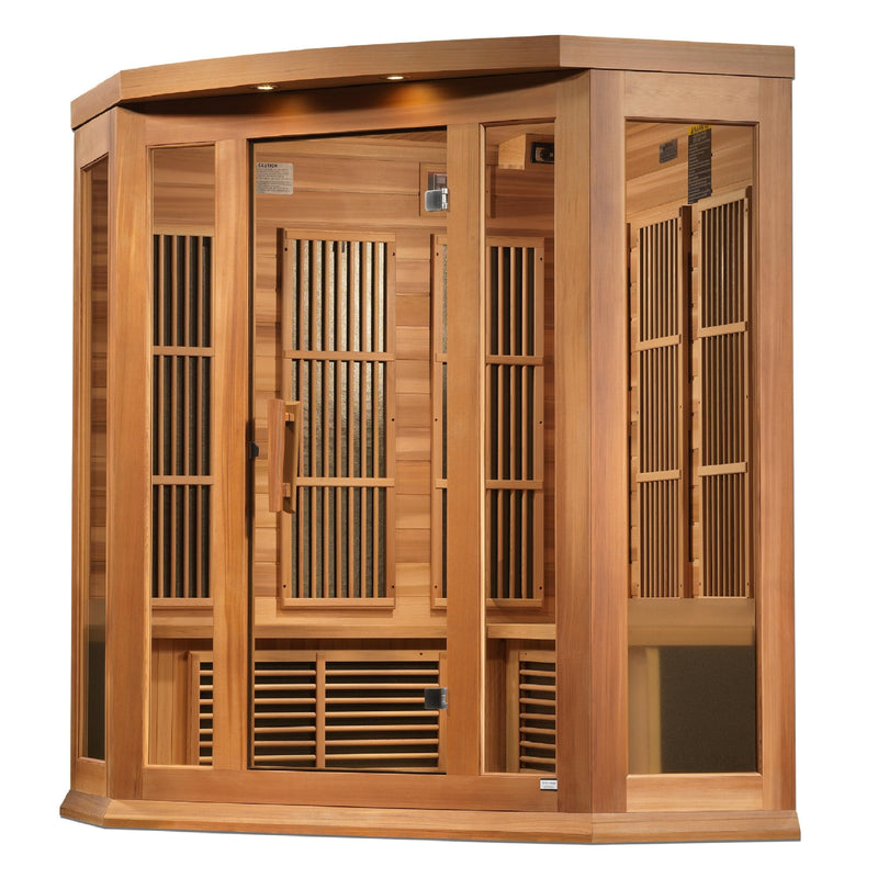 Maxxus 3-Person Corner Near Zero EMF (Under 2MG) FAR Infrared Sauna (Red Cedar) - MX-K356-01-ZF CED