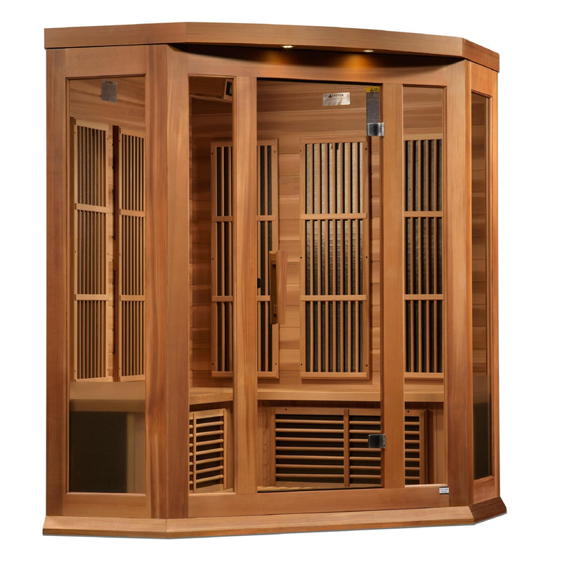 Maxxus 3-Person Corner Near Zero EMF (Under 2MG) FAR Infrared Sauna (Red Cedar) - MX-K356-01-ZF CED