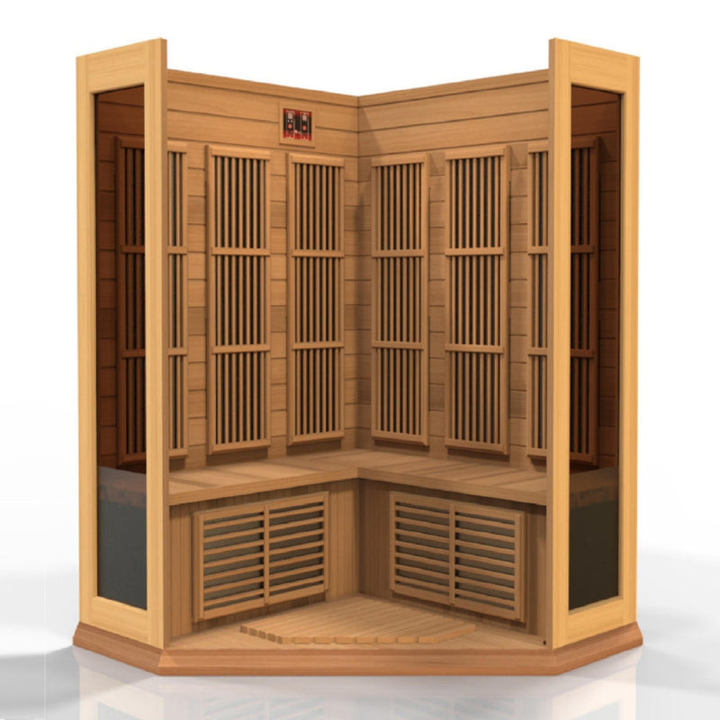 Maxxus 3-Person Corner Near Zero EMF (Under 2MG) FAR Infrared Sauna (Red Cedar) - MX-K356-01-ZF CED