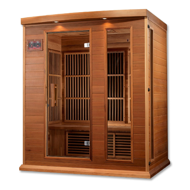 Maxxus 3-Person Low EMF (Under 8MG) FAR Infrared Sauna (Canadian Red Cedar) - MX-K306-01 CED