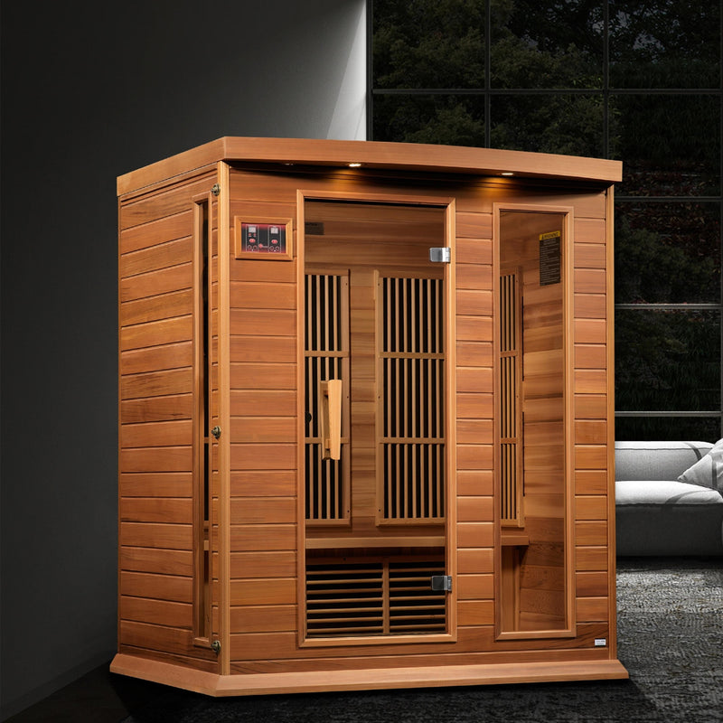 Maxxus 3-Person Near Zero EMF (Under 2MG) FAR Infrared Sauna (Canadian Red Cedar) - MX-K306-01-ZF CED