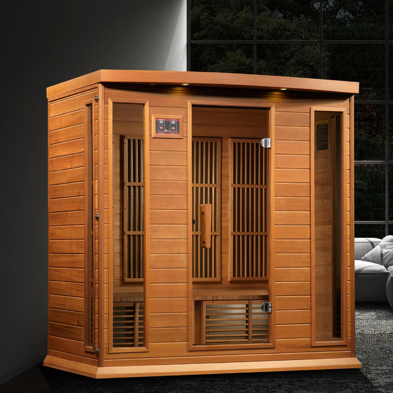 Maxxus 4-Person Near Zero EMF (Under 2MG) FAR Infrared Sauna (Canadian Red Cedar) - MX-K406-01-ZF CED