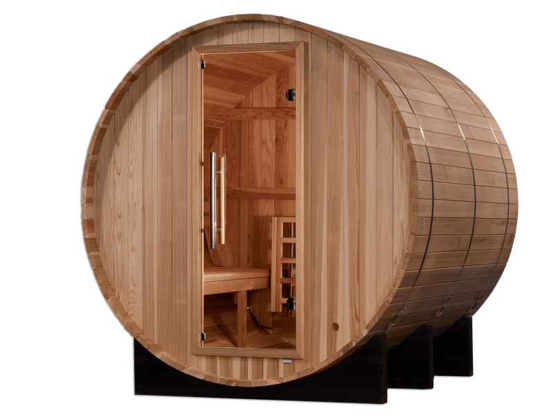 Golden Designs "Arosa" 4 Person Barrel Traditional Sauna - Pacific Cedar - GDI-B004-01