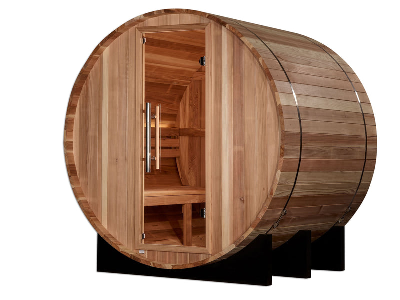 Golden Designs "St. Moritz" 2 Person Barrel Traditional Sauna - Pacific Cedar - GDI-B002-01