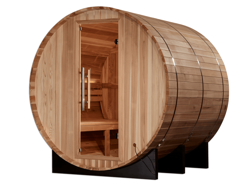 Golden Designs "Arosa" 4 Person Barrel Traditional Sauna - Pacific Cedar - GDI-B004-01