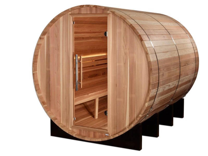 Golden Designs "Klosters" 6 Person Barrel Traditional Sauna - Pacific Cedar -  GDI-B006-01