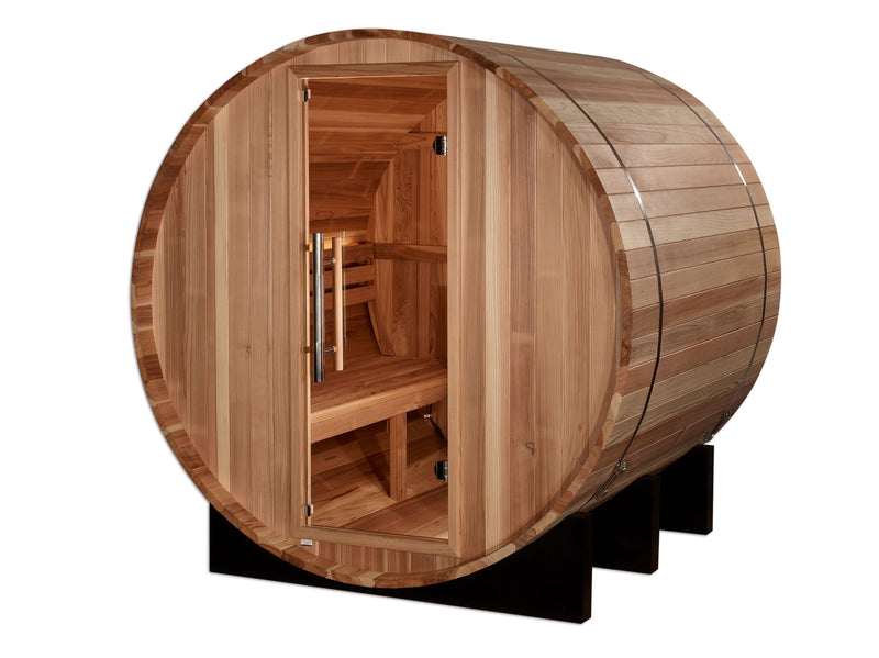 Golden Designs "St. Moritz" 2 Person Barrel Traditional Sauna - Pacific Cedar - GDI-B002-01